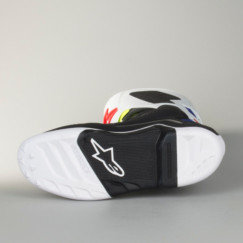 Alpinestars Tech 7 white-black-blue-red-fluo yellow motoristični škornji