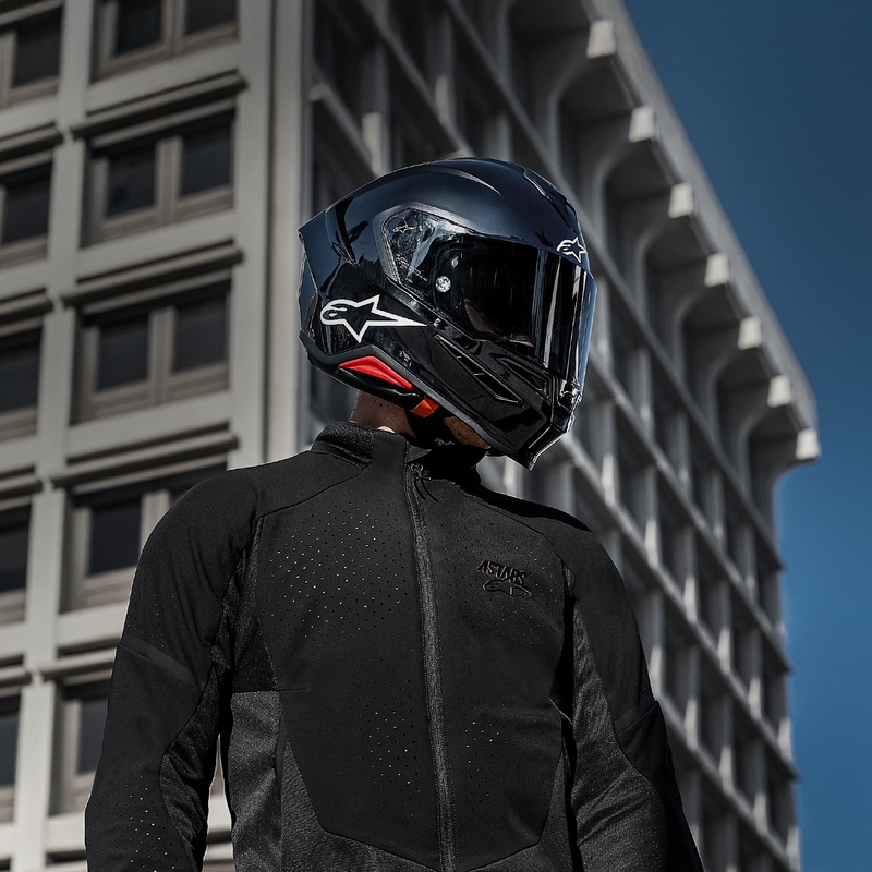 Alpinestars S-R7 Solid motoristična čelada z integriranim obrazom, črna