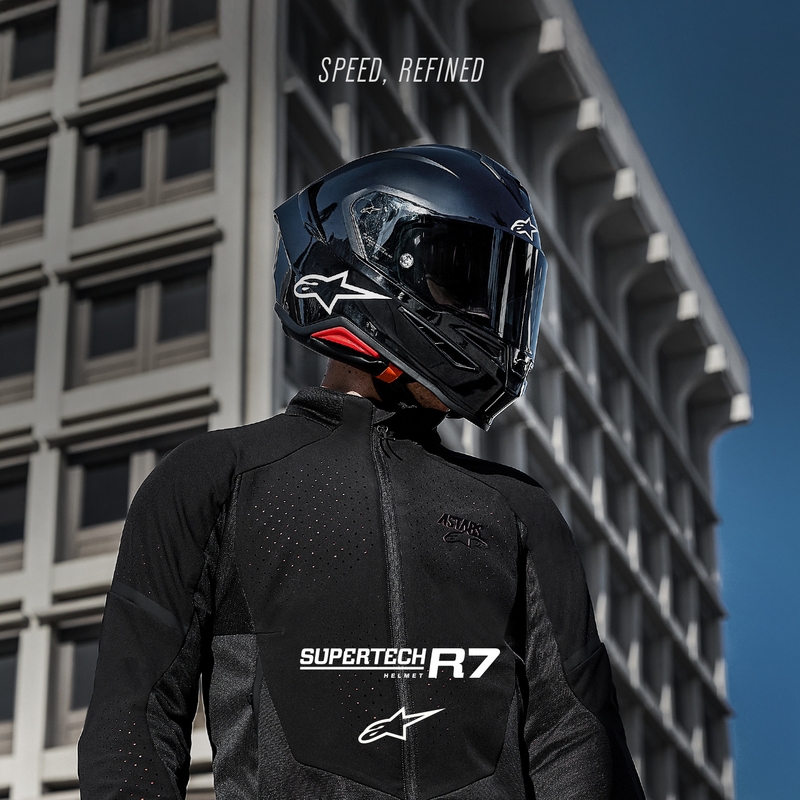 Alpinestars S-R7 Solid motoristična čelada z integriranim obrazom, črna