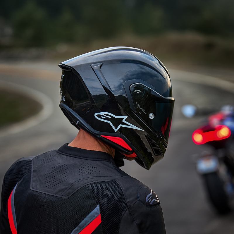 Alpinestars S-R7 Solid motoristična čelada z integriranim obrazom, črna