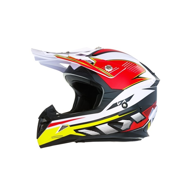 Motokros čelada ZED X1.9 bela-črna-rdeča-rumena