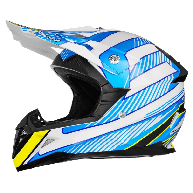 Motokros čelada ZED X1.9D bela-modra-rumena-črna razprodaja