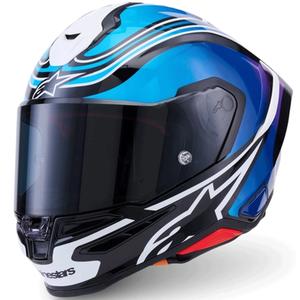 Alpinestars S-R7 Zeal motoristična čelada z integriranim obrazom črno-modro-fluo roza-bela