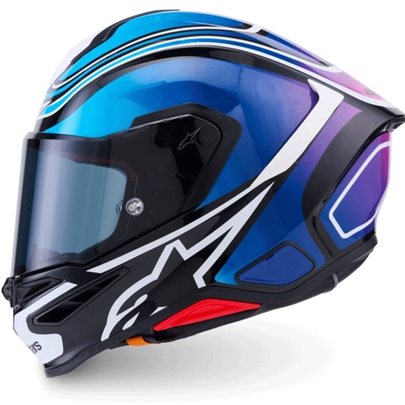 Alpinestars S-R7 Zeal motoristična čelada z integriranim obrazom črno-modro-fluo roza-bela