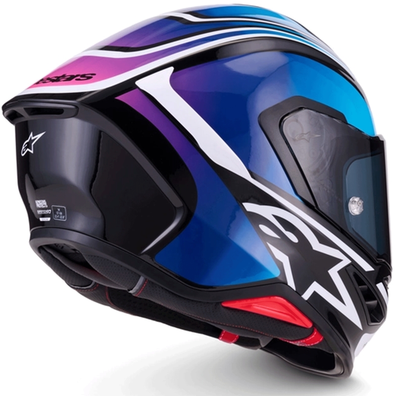 Alpinestars S-R7 Zeal motoristična čelada z integriranim obrazom črno-modro-fluo roza-bela