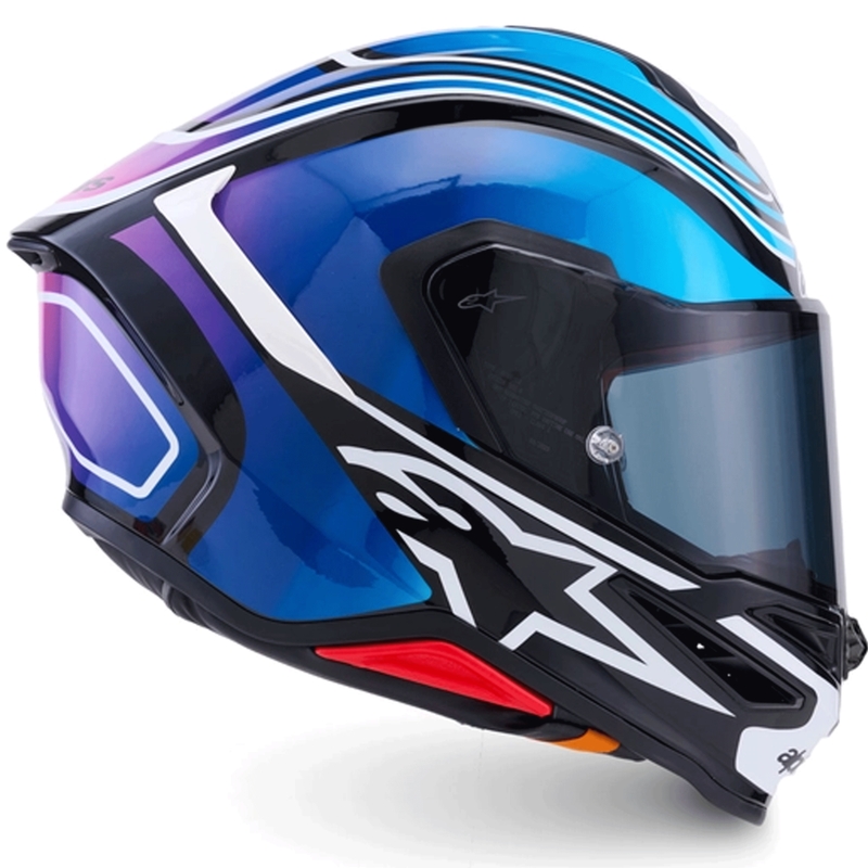 Alpinestars S-R7 Zeal motoristična čelada z integriranim obrazom črno-modro-fluo roza-bela