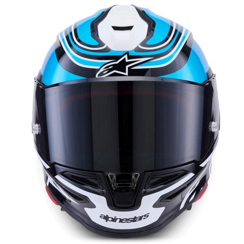 Alpinestars S-R7 Zeal motoristična čelada z integriranim obrazom črno-modro-fluo roza-bela