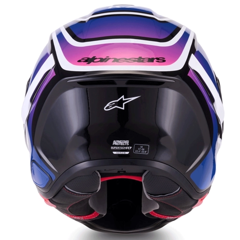 Alpinestars S-R7 Zeal motoristična čelada z integriranim obrazom črno-modro-fluo roza-bela
