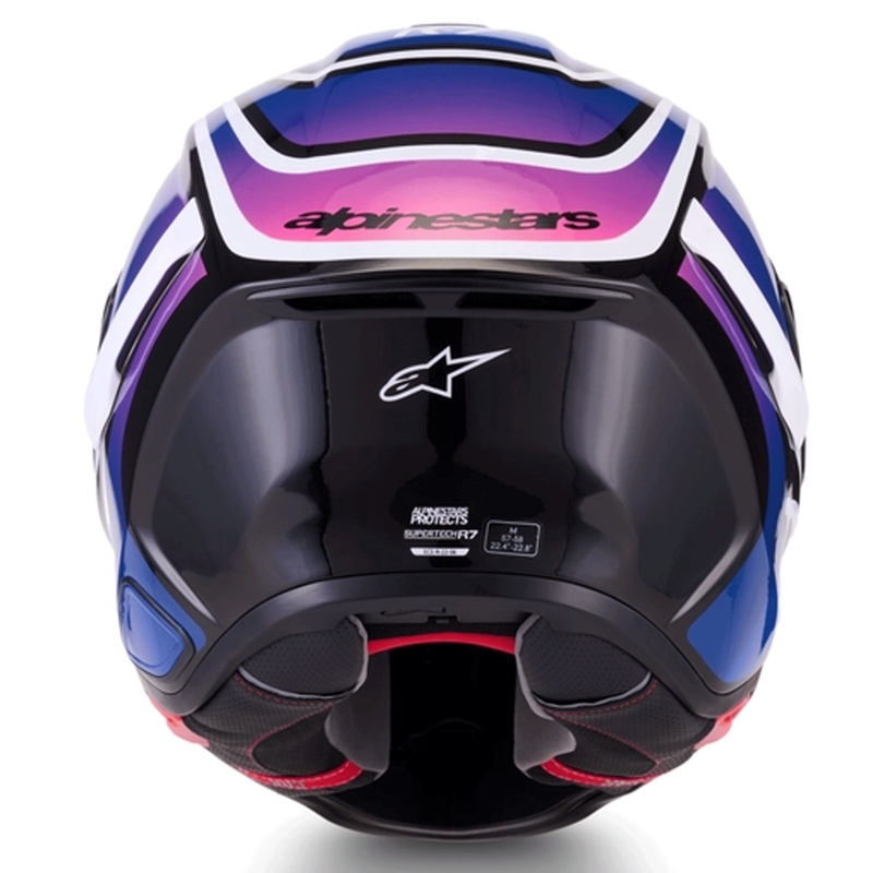 Alpinestars S-R7 Zeal motoristična čelada z integriranim obrazom črno-modro-fluo roza-bela