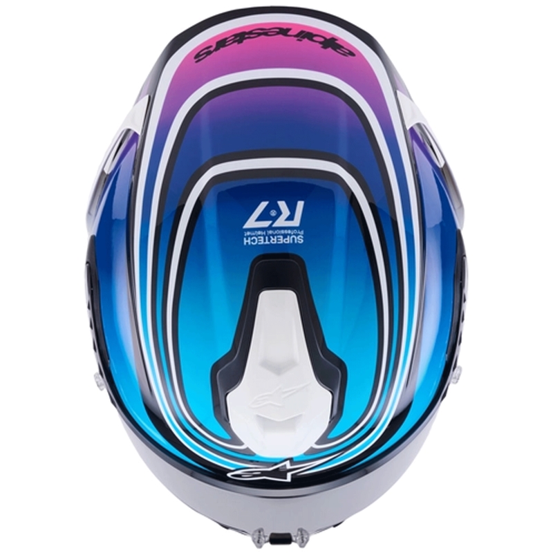 Alpinestars S-R7 Zeal motoristična čelada z integriranim obrazom črno-modro-fluo roza-bela