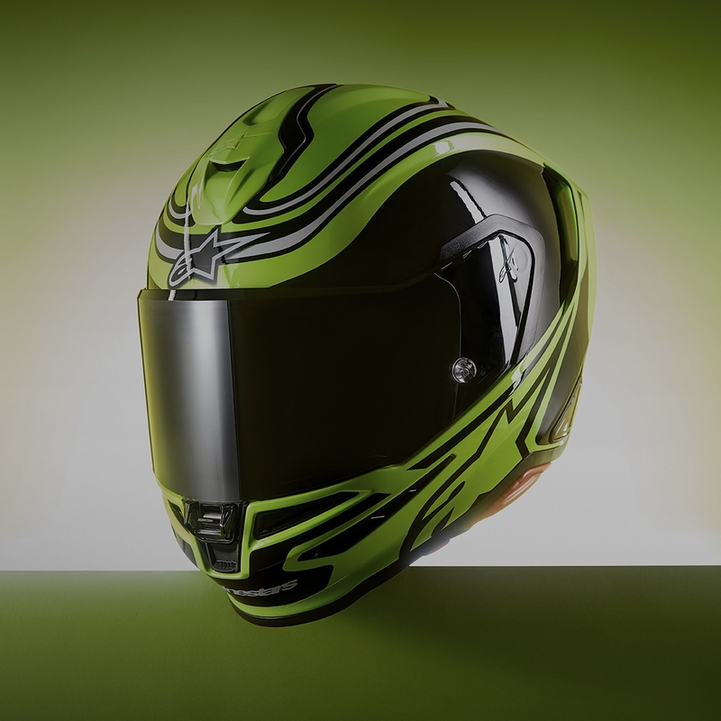 Alpinestars S-R7 Zeal motoristična čelada z integriranim obrazom, fluo rumeno-črno-bela