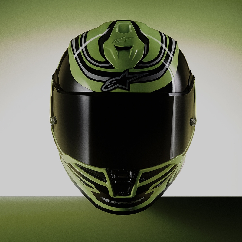 Alpinestars S-R7 Zeal motoristična čelada z integriranim obrazom, fluo rumeno-črno-bela