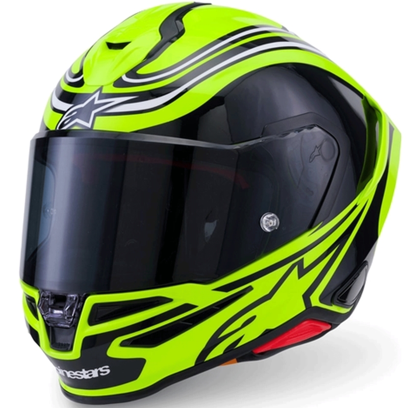 Alpinestars S-R7 Zeal motoristična čelada z integriranim obrazom, fluo rumeno-črno-bela