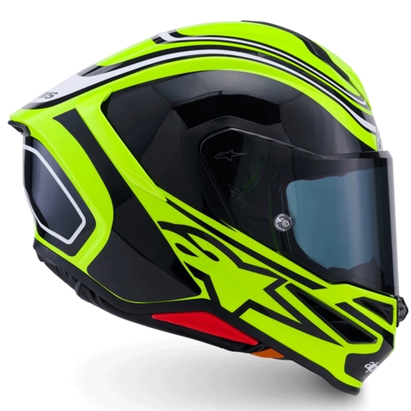 Alpinestars S-R7 Zeal motoristična čelada z integriranim obrazom, fluo rumeno-črno-bela
