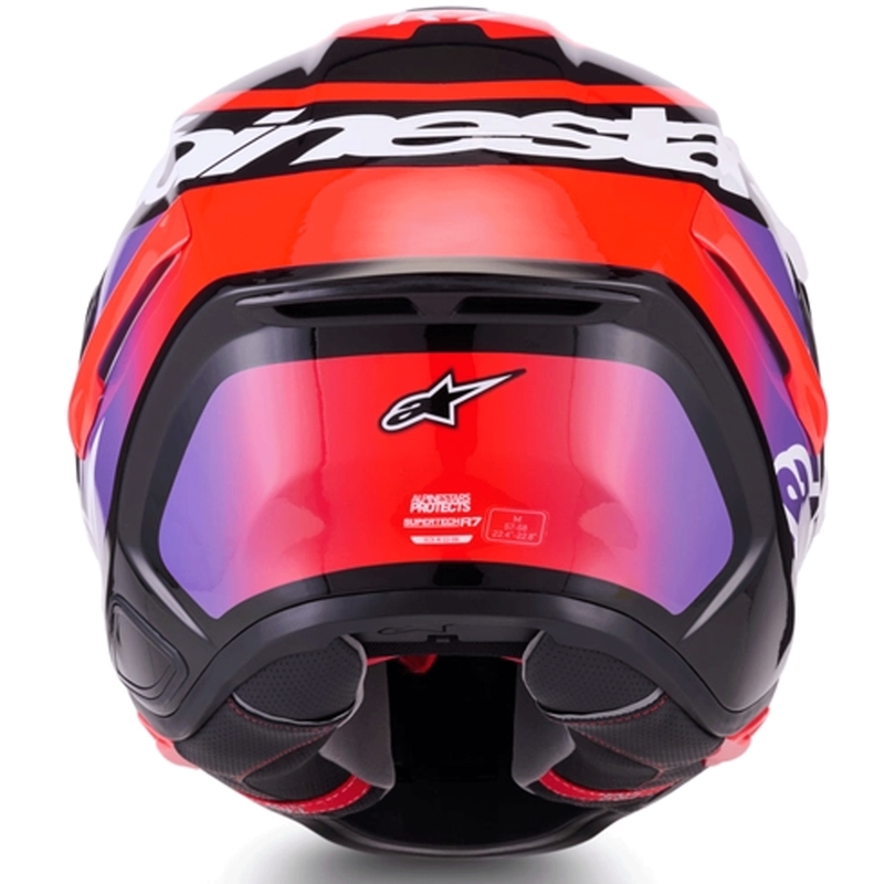 Alpinestars S-R7 Lumen motoristična čelada z integriranim obrazom črno-vijolična-fluo rdeča-bela