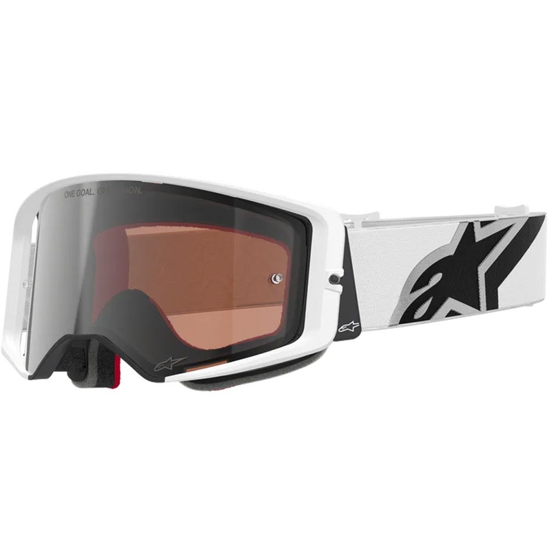 Motokros očala Alpinestars Supertech Corp belo-siva z rdečim pleksi steklom