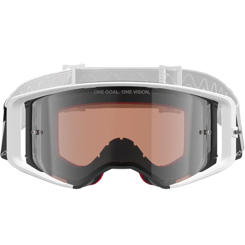 Motokros očala Alpinestars Supertech Corp belo-siva z rdečim pleksi steklom