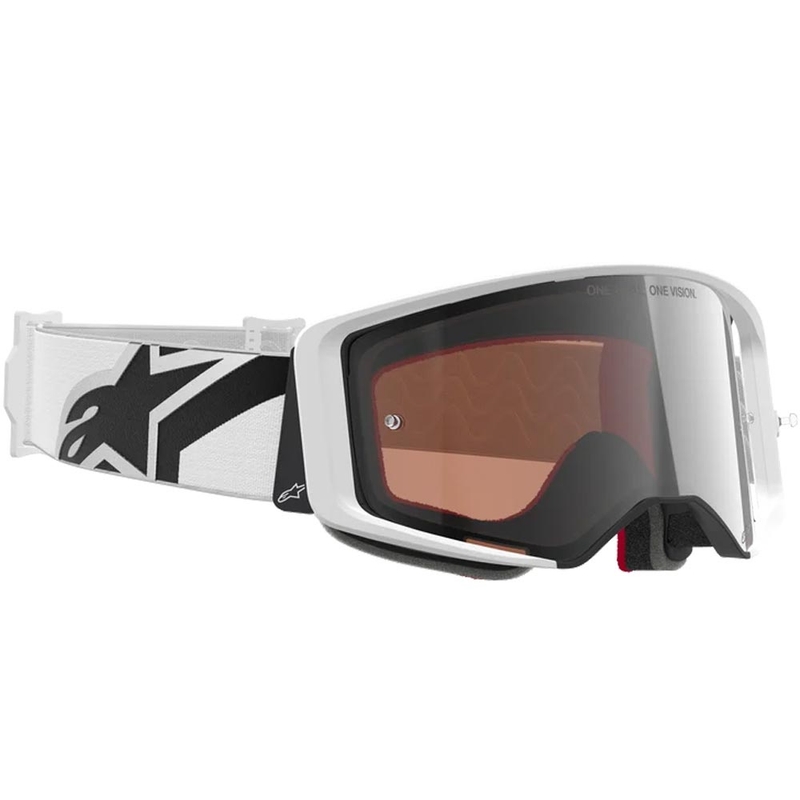 Motokros očala Alpinestars Supertech Corp belo-siva z rdečim pleksi steklom
