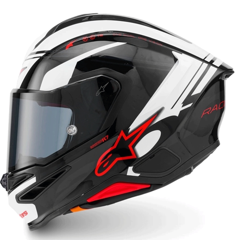 Alpinestars S-R7 A-Core motoristična čelada z integriranim obrazom črno-belo-rdeča