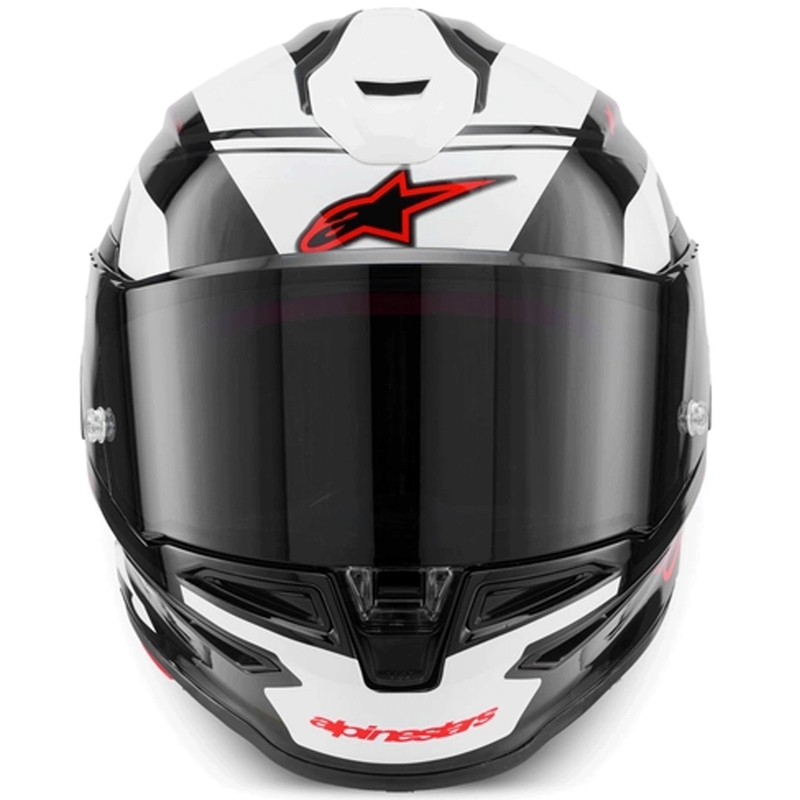 Alpinestars S-R7 A-Core motoristična čelada z integriranim obrazom črno-belo-rdeča