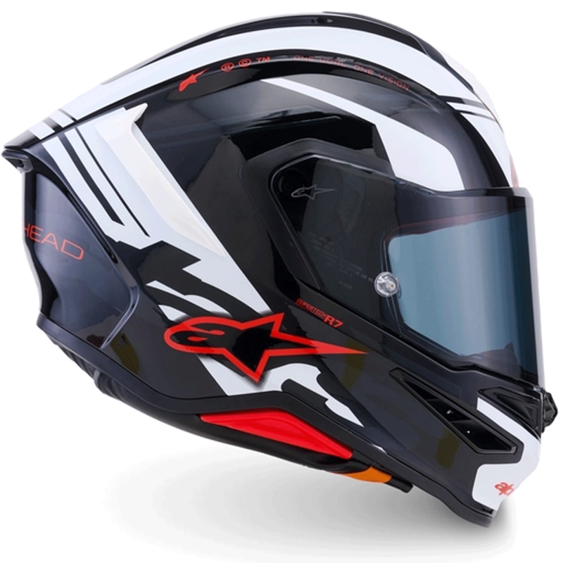 Alpinestars S-R7 A-Core motoristična čelada z integriranim obrazom črno-belo-rdeča