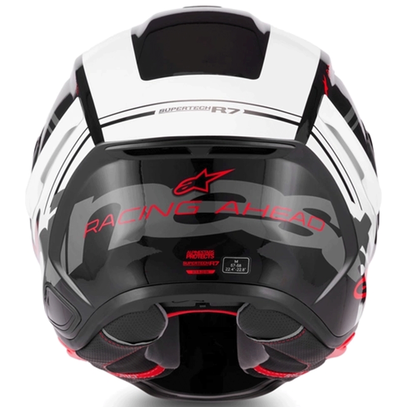 Alpinestars S-R7 A-Core motoristična čelada z integriranim obrazom črno-belo-rdeča