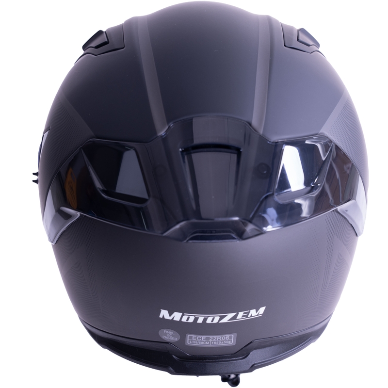 MotoZem Guardian integralna motoristična čelada mat črne barve - vzorec