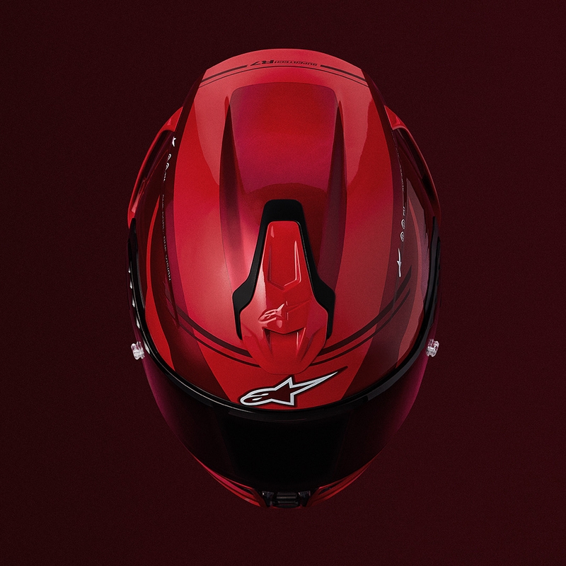 Alpinestars S-R7 A-Core motoristična čelada z integriranim obrazom rdeče-bela