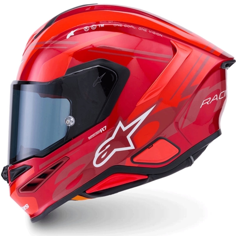 Alpinestars S-R7 A-Core motoristična čelada z integriranim obrazom rdeče-bela
