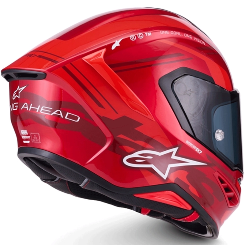 Alpinestars S-R7 A-Core motoristična čelada z integriranim obrazom rdeče-bela