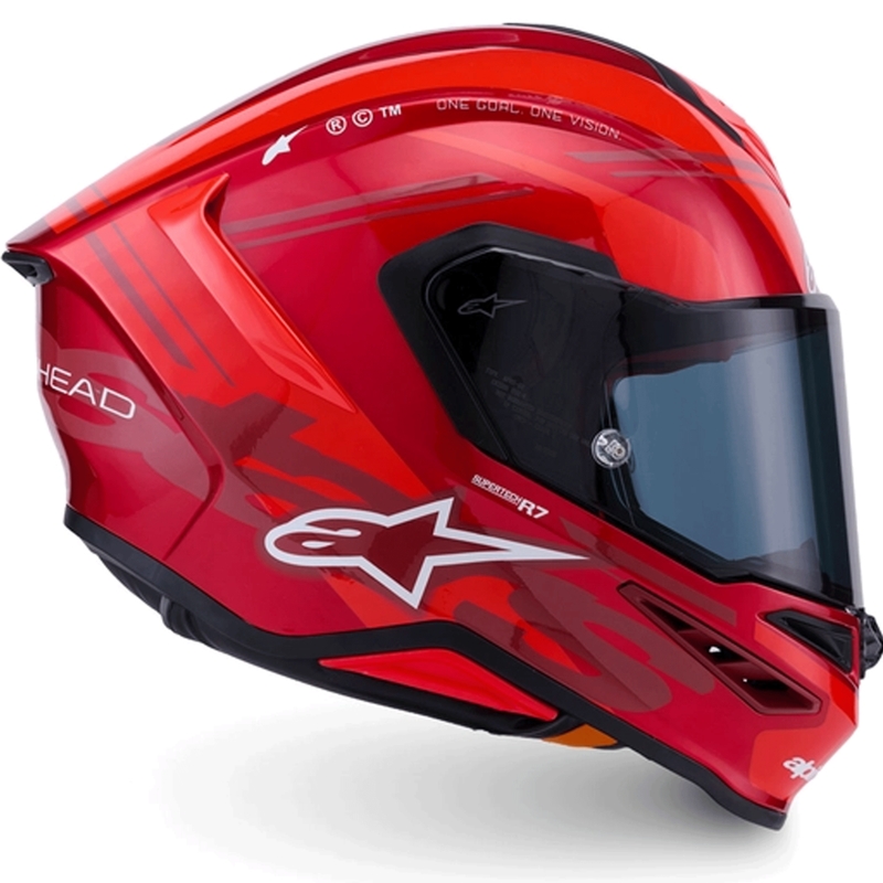 Alpinestars S-R7 A-Core motoristična čelada z integriranim obrazom rdeče-bela