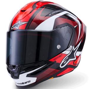 Alpinestars S-R7 Kinetis motoristična čelada z integriranim obrazom črno-rdeče-bela