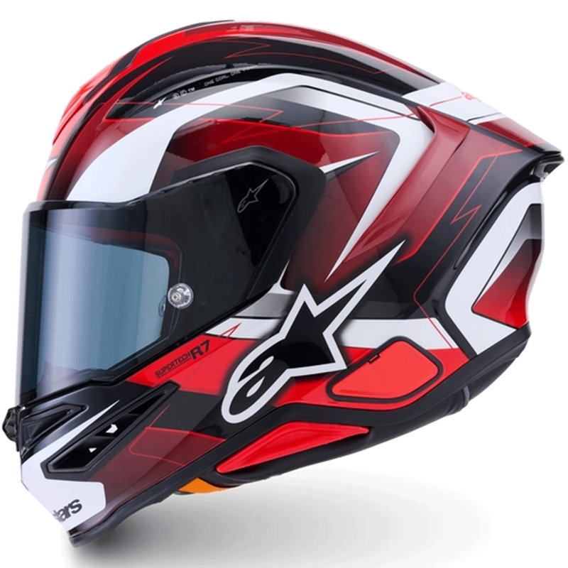 Alpinestars S-R7 Kinetis motoristična čelada z integriranim obrazom črno-rdeče-bela