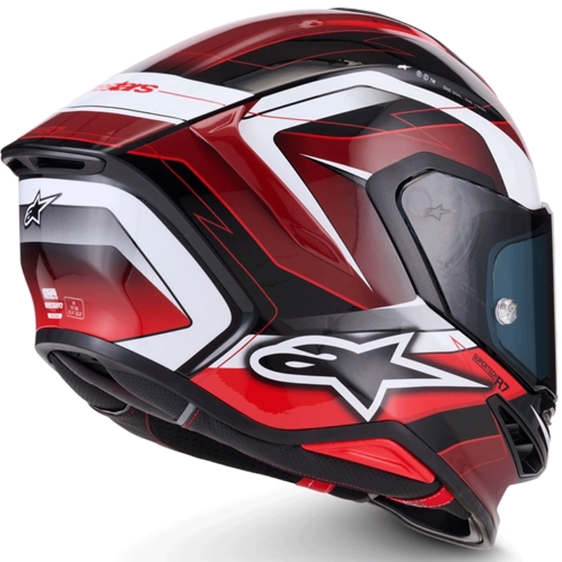 Alpinestars S-R7 Kinetis motoristična čelada z integriranim obrazom črno-rdeče-bela