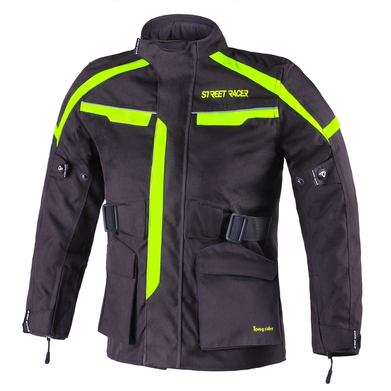 Otroška motoristična jakna Street Racer Drago black-fluo yellow razprodaja