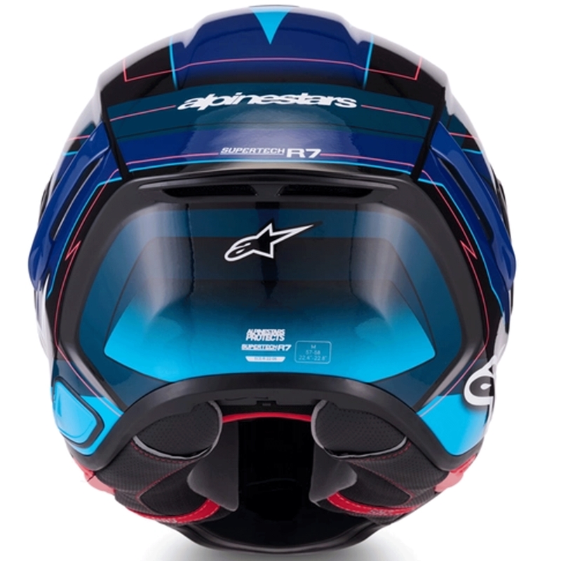 Alpinestars S-R7 Kinetis motoristična čelada z integriranim obrazom črno-modro-fluo roza-bela