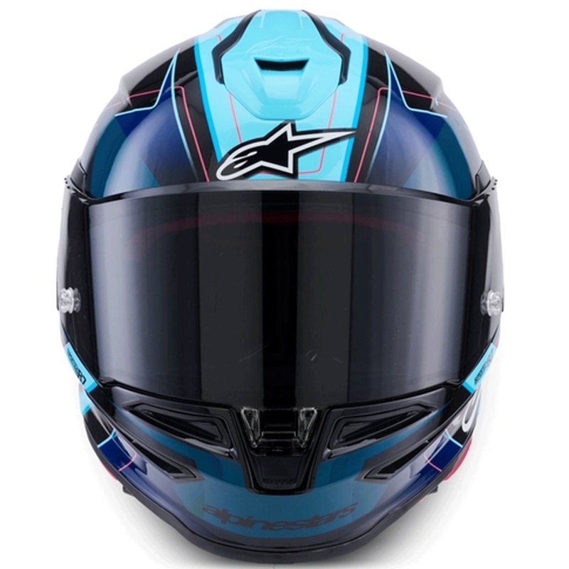 Alpinestars S-R7 Kinetis motoristična čelada z integriranim obrazom črno-modro-fluo roza-bela