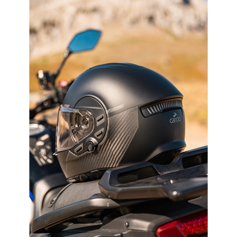 Motociklistična čelada Cardo Beyond GTS, polnega obraza, črna