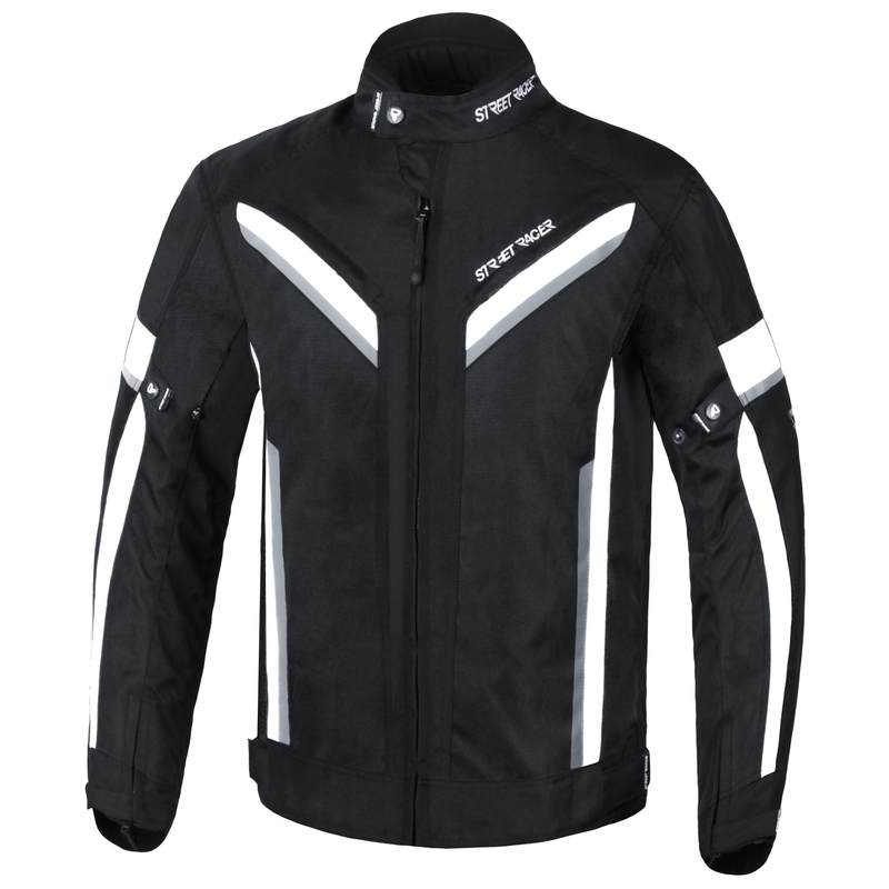 Street Racer Viper črno-bela razširjena motoristična jakna razprodaja