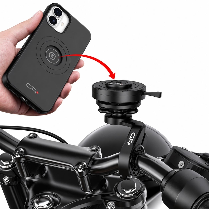 GRxplore MT10 ukrivljeno držalo za telefon za krmilo motorja, črno