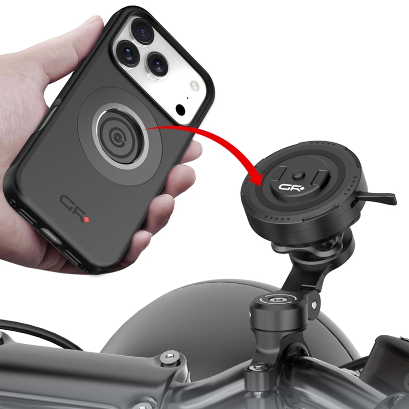 Držalo za telefon za krmilo motorja z nastavljivo roko GRxplore MT11 črne barve