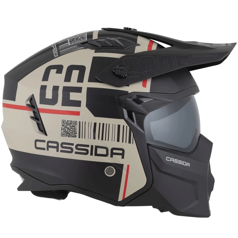 Modularna motoristična čelada Cassida Cross Country Code mat peščeno-črna-rdeča