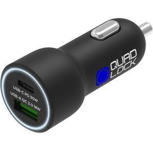 Avtomobilski polnilnik Quad Lock® 48W USB-C PD + USB-A QC 3.0, črne barve