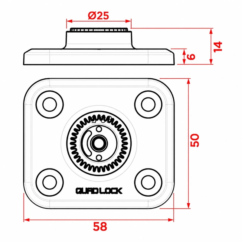 Quad Lock® 360 ravna podlaga črna