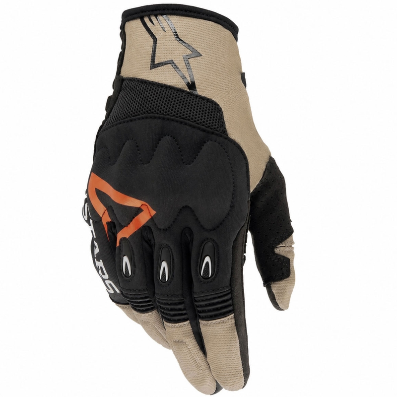 Motokros rokavice Alpinestars Techdura črno-rjave-fluo rdeče barve