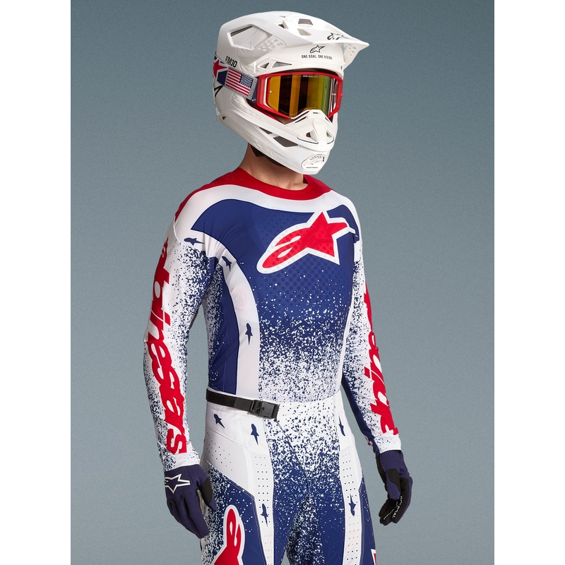 Motokros dres Alpinestars Techstar Unity omejene izdaje rdeče-belo-modre barve