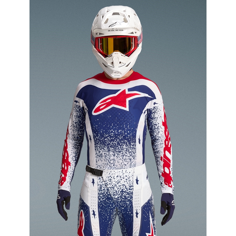Motokros dres Alpinestars Techstar Unity omejene izdaje rdeče-belo-modre barve