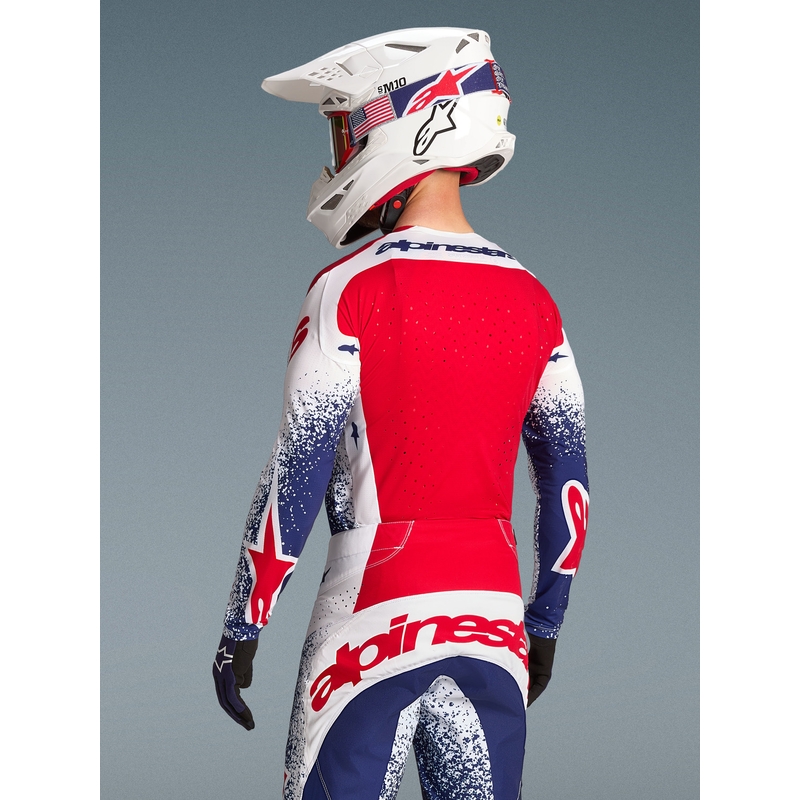 Motokros dres Alpinestars Techstar Unity omejene izdaje rdeče-belo-modre barve