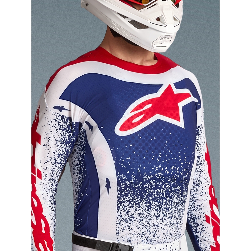 Motokros dres Alpinestars Techstar Unity omejene izdaje rdeče-belo-modre barve