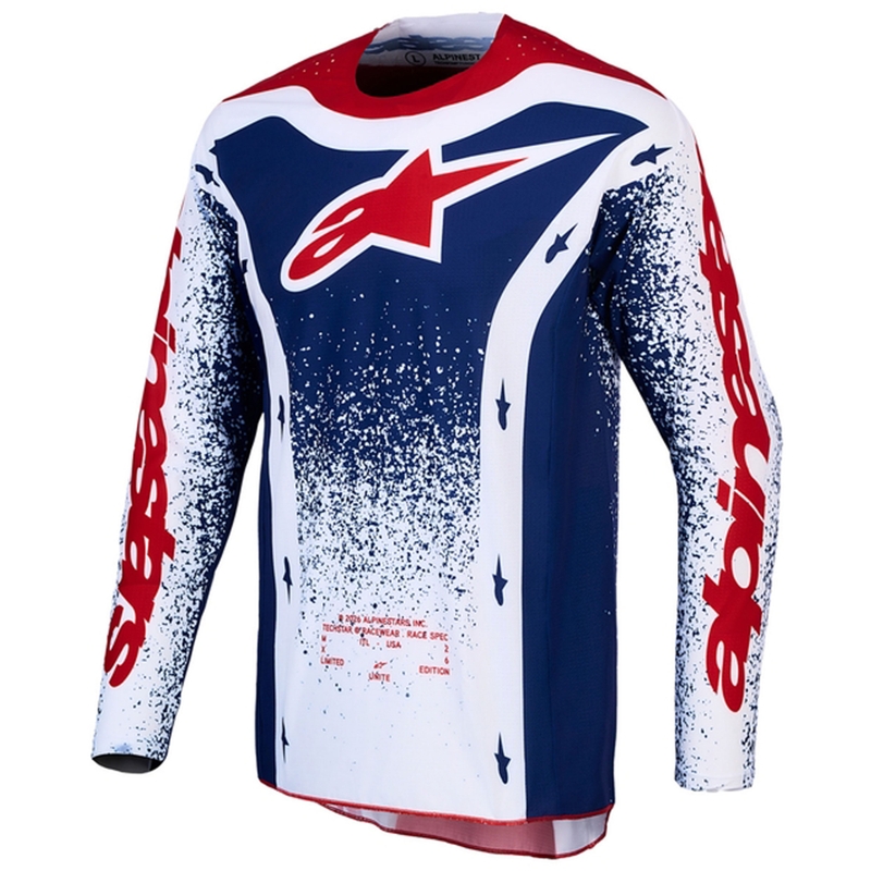 Motokros dres Alpinestars Techstar Unity omejene izdaje rdeče-belo-modre barve
